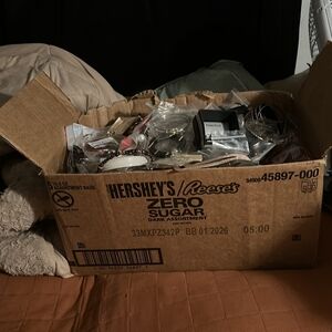 Assorted Jewelry Lot in Cardboard Box - Neutral Tones